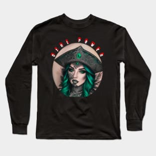 Girl power pirate with emerald eyes Long Sleeve T-Shirt